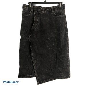 Treasure & Bond Asymmetrical Black Washed Denim Skirt